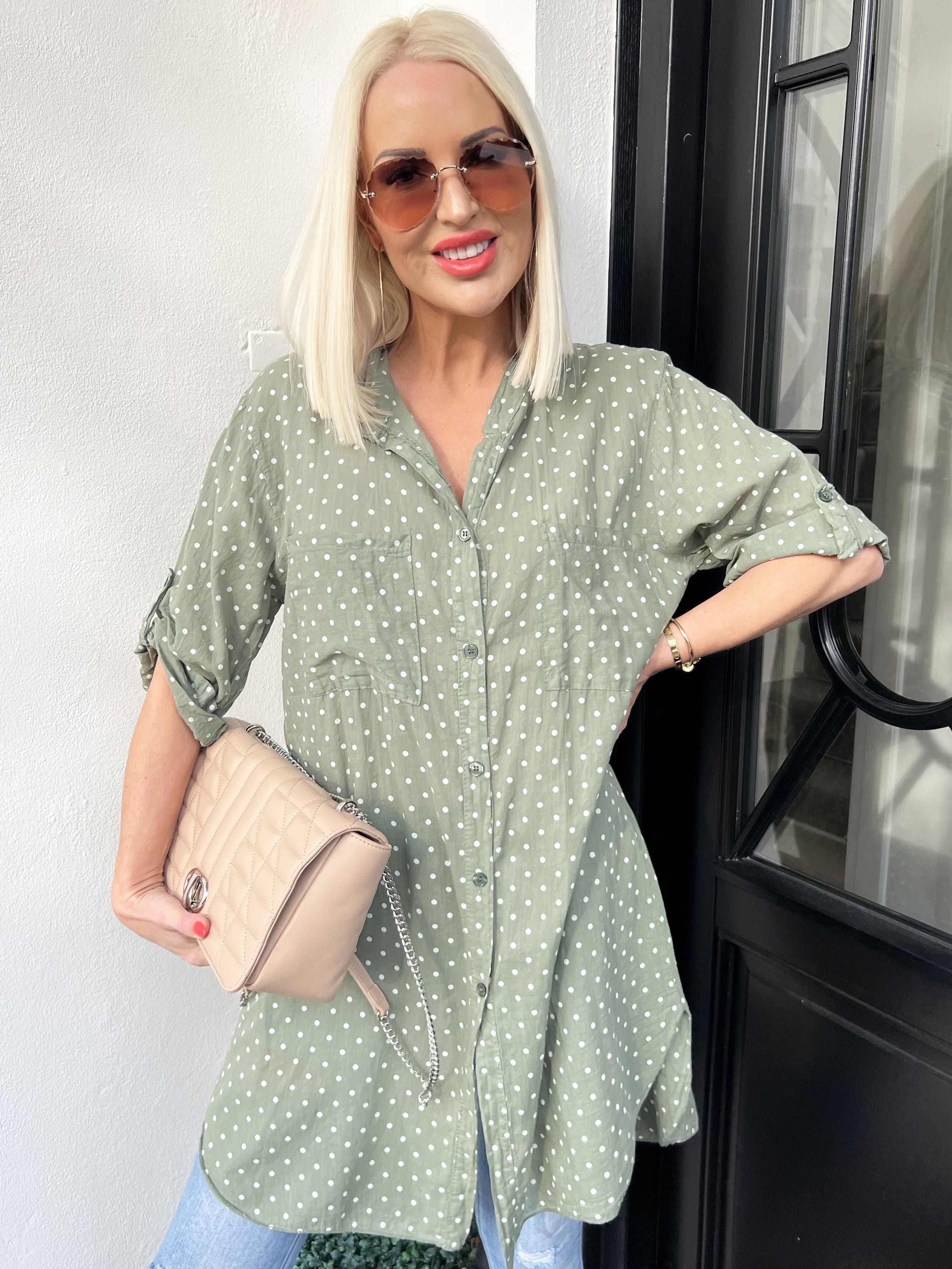 Linda - Skjorte i bomuld med små prikker